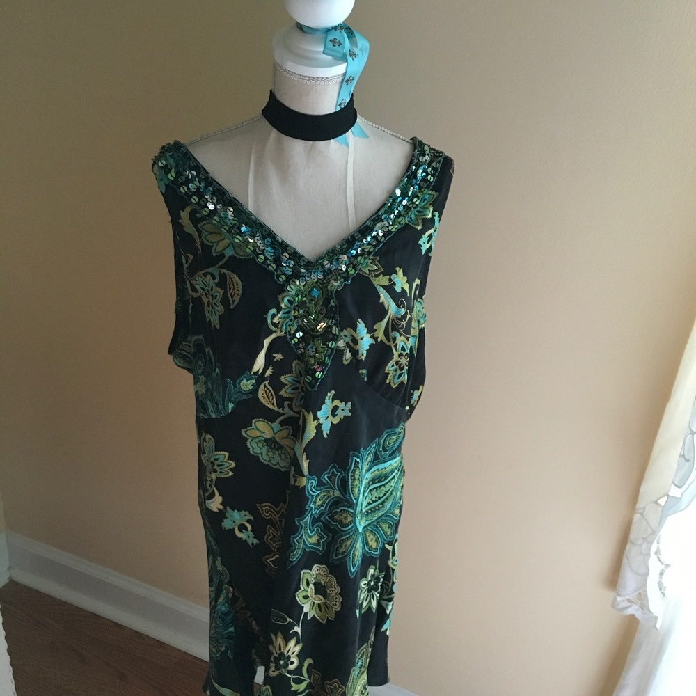 Silk blouse with bead embellished neckline
